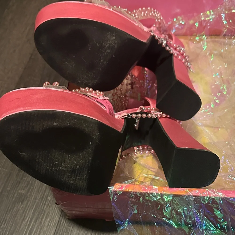 Pink Platform Heels with Chain Detail